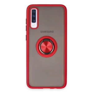 Newface Samsung Galaxy A70 Kılıf Montreal Yüzüklü Silikon Kapak - Kırmızı