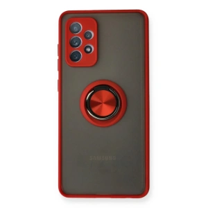 Newface Samsung Galaxy A72 Kılıf Montreal Yüzüklü Silikon Kapak - Kırmızı