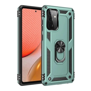 Newface Samsung Galaxy A72 Kılıf Sofya Yüzüklü Silikon Kapak - Yeşil