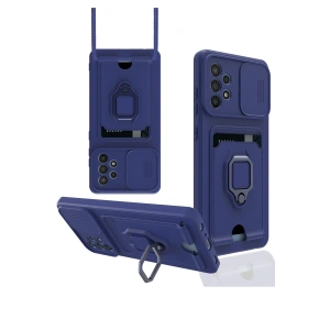 Newface Samsung Galaxy A72 Kılıf Zuma Kartvizitli Yüzüklü Silikon - Lacivert