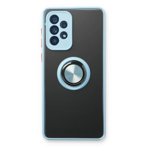 Newface Samsung Galaxy A73 5G Kılıf Montreal Yüzüklü Silikon Kapak - Buz Mavi