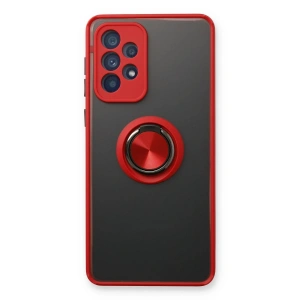 Newface Samsung Galaxy A73 5G Kılıf Montreal Yüzüklü Silikon Kapak - Kırmızı