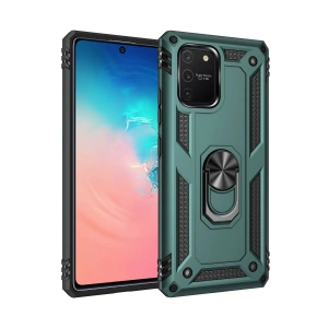 Newface Samsung Galaxy A91 / S10 Lite Kılıf Sofya Yüzüklü Silikon Kapak - Yeşil