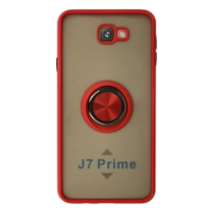 Newface Samsung Galaxy J7 Prime Kılıf Montreal Yüzüklü Silikon Kapak - Kırmızı