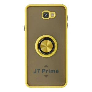 Newface Samsung Galaxy J7 Prime Kılıf Montreal Yüzüklü Silikon Kapak - Sarı