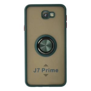 Newface Samsung Galaxy J7 Prime Kılıf Montreal Yüzüklü Silikon Kapak - Yeşil