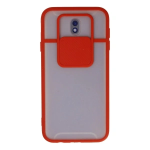Newface Samsung Galaxy J7 Pro / J730 Kılıf Palm Buzlu Kamera Sürgülü Silikon - Kırmızı