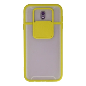 Newface Samsung Galaxy J7 Pro / J730 Kılıf Palm Buzlu Kamera Sürgülü Silikon - Sarı