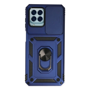 Newface Samsung Galaxy M33 Kılıf Pars Lens Yüzüklü Silikon - Lacivert