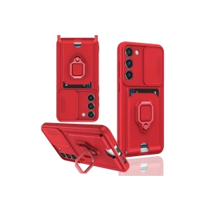 Newface Samsung Galaxy M34 5G Kılıf Zuma Kartvizitli Yüzüklü Silikon - Kırmızı