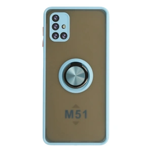 Newface Samsung Galaxy M51 Kılıf Montreal Yüzüklü Silikon Kapak - Buz Mavi