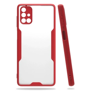 Newface Samsung Galaxy M51 Kılıf Platin Silikon - Kırmızı