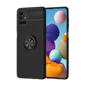 Newface Samsung Galaxy M51 Kılıf Range Yüzüklü Silikon - Siyah