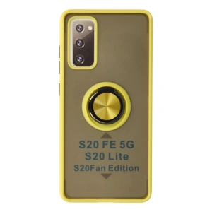 Newface Samsung Galaxy S20 FE Kılıf Montreal Yüzüklü Silikon Kapak - Sarı