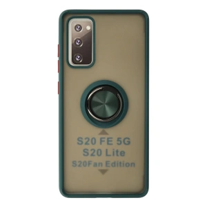 Newface Samsung Galaxy S20 FE Kılıf Montreal Yüzüklü Silikon Kapak - Yeşil
