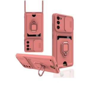 Newface Samsung Galaxy S20 FE Kılıf Zuma Kartvizitli Yüzüklü Silikon - Pembe