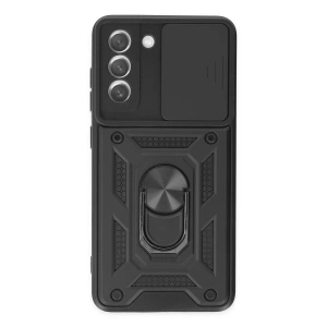 Newface Samsung Galaxy S21 FE Kılıf Pars Lens Yüzüklü Silikon - Siyah