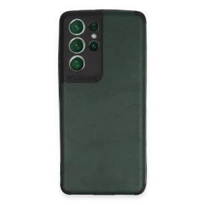 Newface Samsung Galaxy S21 Ultra Kılıf Loop Deri Silikon - Yeşil