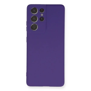 Newface Samsung Galaxy S21 Ultra Kılıf Nano içi Kadife Silikon - Mor