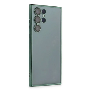 Newface Samsung Galaxy S22 Ultra Kılıf Razer Lensli Silikon - Yeşil