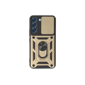 Newface Samsung Galaxy S23 FE Kılıf Pars Lens Yüzüklü Silikon - Gold