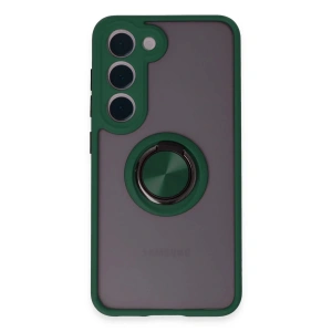 Newface Samsung Galaxy S23 Kılıf Montreal Yüzüklü Silikon Kapak - Yeşil