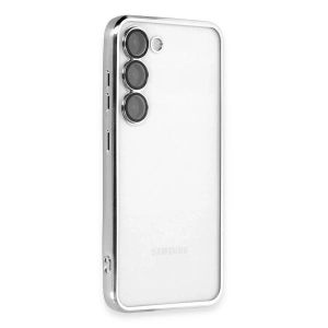 Newface Samsung Galaxy S23 Kılıf Razer Lensli Silikon - Gümüş