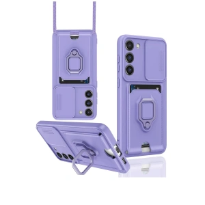 Newface Samsung Galaxy S23 Plus Kılıf Zuma Kartvizitli Yüzüklü Silikon - Lila
