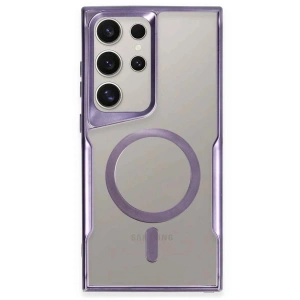 Newface Samsung Galaxy S23 Ultra Kılıf Boyi Magsafe Silikon Kapak - Derin Mor