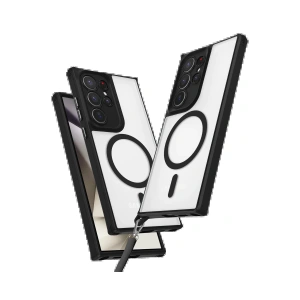 Newface Samsung Galaxy S23 Ultra Kılıf Enka Magsafe Silikon Kılıf - Siyah