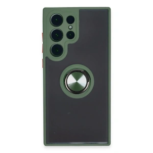 Newface Samsung Galaxy S23 Ultra Kılıf Montreal Yüzüklü Silikon Kapak - Yeşil
