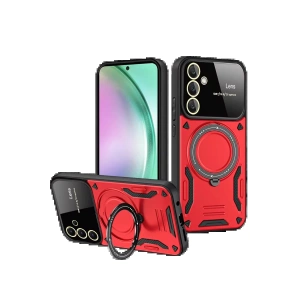 Newface Samsung Galaxy S24 FE Kılıf Joy Lens Standlı Kapak - Kırmızı