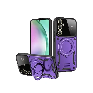 Newface Samsung Galaxy S24 FE Kılıf Joy Lens Standlı Kapak - Mor