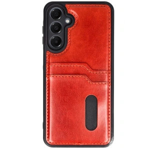 Newface Samsung Galaxy S24 FE Kılıf Sara Kartvizitli Deri Kılıf - Kırmızı