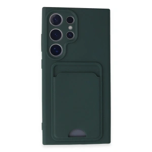 Newface Samsung Galaxy S24 Ultra Kılıf Kelvin Kartvizitli Silikon - Koyu Yeşil