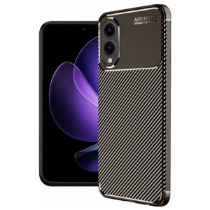 Newface Samsung Galaxy S25 Edge Kılıf Auto Focus Karbon Kapak - Kahverengi