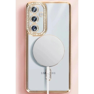 Newface Samsung Galaxy S25 Kılıf Joke Simli Magneticsafe Kılıf - Pembe