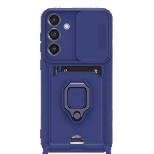 Newface Samsung Galaxy S25 Plus Kılıf Zuma Kartvizitli Yüzüklü Silikon - Lacivert