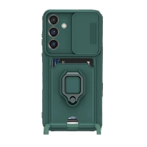 Newface Samsung Galaxy S25 Plus Kılıf Zuma Kartvizitli Yüzüklü Silikon - Yeşil