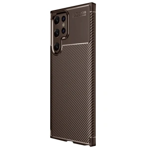 Newface Samsung Galaxy S25 Ultra Kılıf Auto Focus Karbon Kapak - Kahverengi