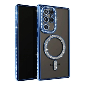 Newface Samsung Galaxy S25 Ultra Kılıf Joke Simli Magneticsafe Kılıf - Lacivert