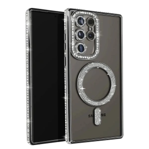 Newface Samsung Galaxy S25 Ultra Kılıf Joke Simli Magneticsafe Kılıf - Siyah