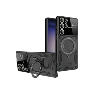 Newface Samsung Galaxy S25 Ultra Kılıf Joy Lens Standlı Kapak - Siyah