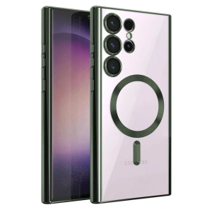 Newface Samsung Galaxy S25 Ultra Kılıf Kross Magneticsafe Kapak - Koyu Yeşil