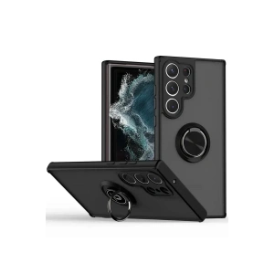 Newface Samsung Galaxy S25 Ultra Kılıf Montreal Yüzüklü Silikon Kapak - Siyah