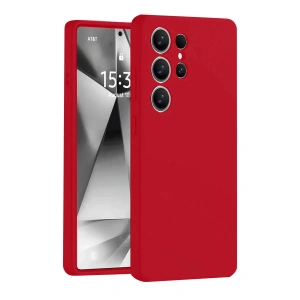 Newface Samsung Galaxy S25 Ultra Kılıf Nano içi Kadife Silikon - Kırmızı