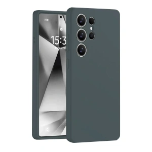 Newface Samsung Galaxy S25 Ultra Kılıf Nano içi Kadife Silikon - Koyu Yeşil