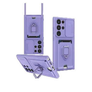 Newface Samsung Galaxy S25 Ultra Kılıf Zuma Kartvizitli Yüzüklü Silikon - Lila