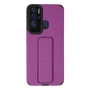 Newface Tecno Pova Neo Kılıf Mega Standlı Silikon - Mor