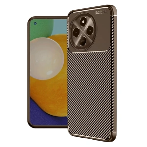 Newface Tecno Spark 30 Pro Kılıf Auto Focus Karbon Kapak - Kahverengi